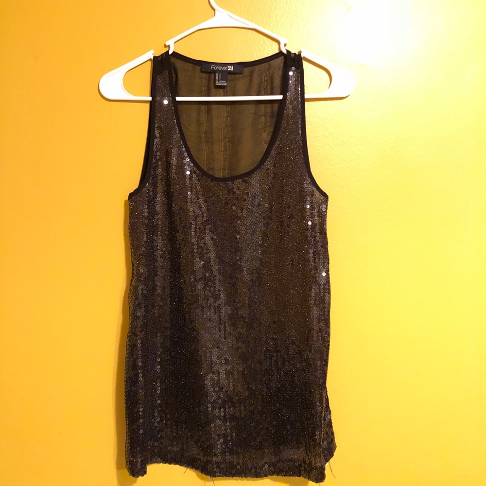 Black sequin sleeveless blouse